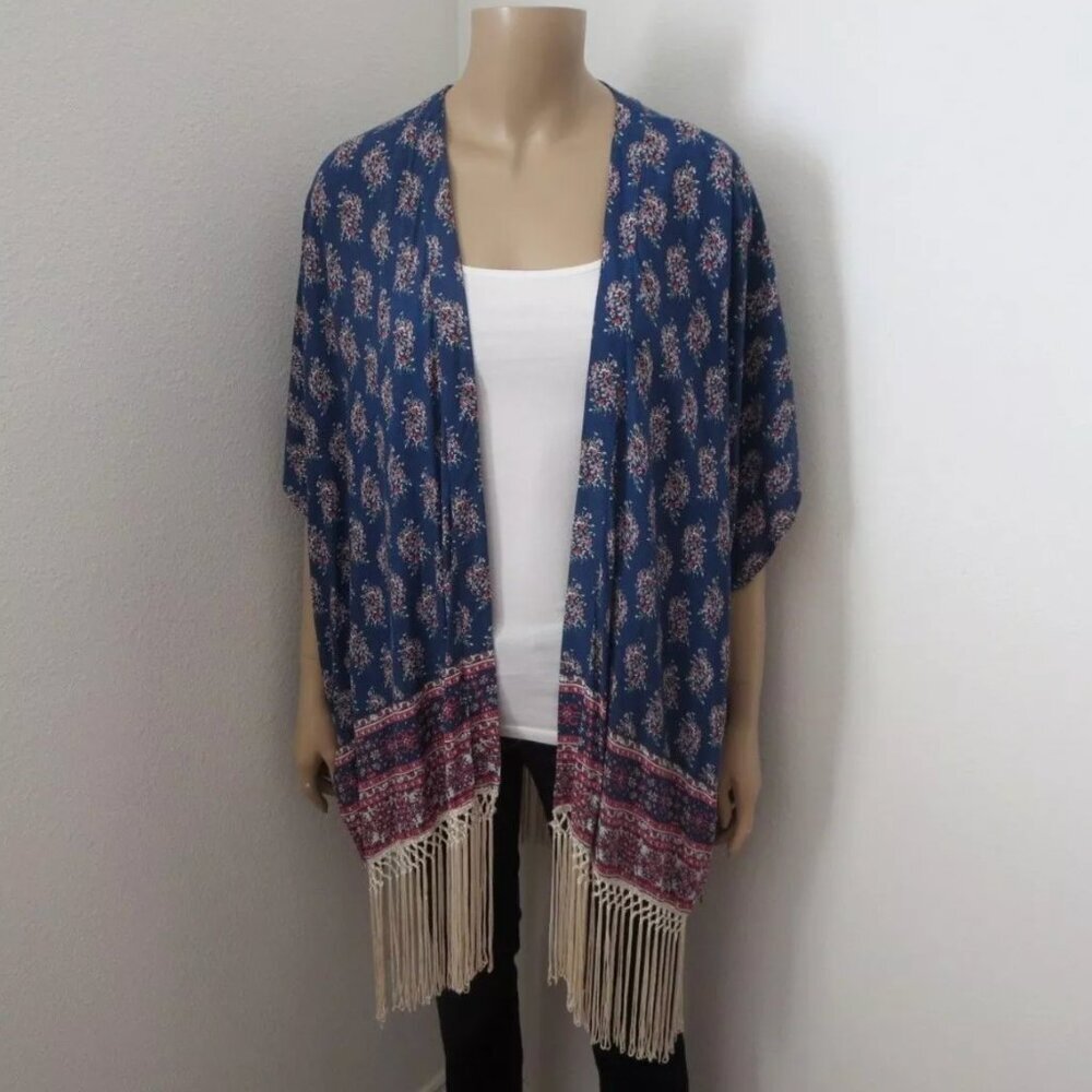 NWT Abercrombie Womens Katrina Fringe Kimono Cardigan RARE